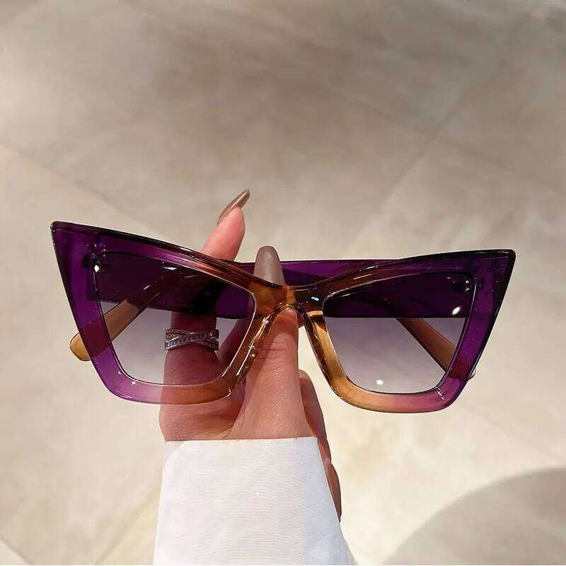 New Simple Cat Eye Full Frame Shades Trendy Fashion Colorful Female Hip-hop Eyewear Popular Brand Designer Lady UV400 Sunglasses Y260207