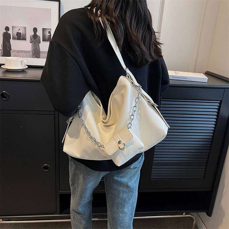 Silver Soft Hobos Shoulder Crossbody Bags for Women Trend Fashion PU Leather Designer Handbags Female Underarm Bag with Purse C260207