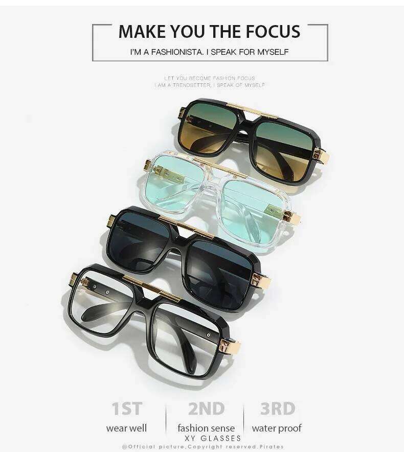 Retro Sunglasses Men Square Style Double Beam Pilot UV400 Sun Glasses Fashoin Y260207