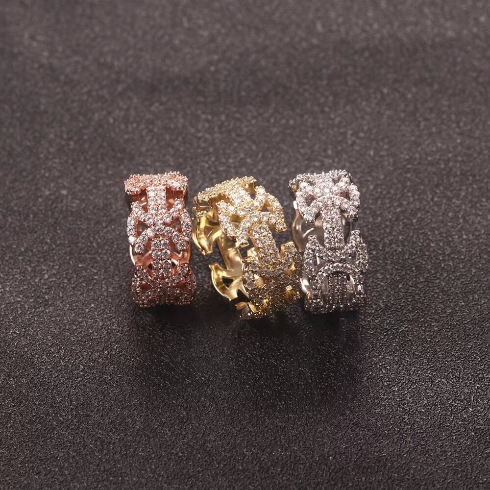 2022 New Rings High Quality CZ Ring Copper Gold Color Iced Out Cubic Zirconia Fashion Men Women Hip Hop Jewelry Gifts