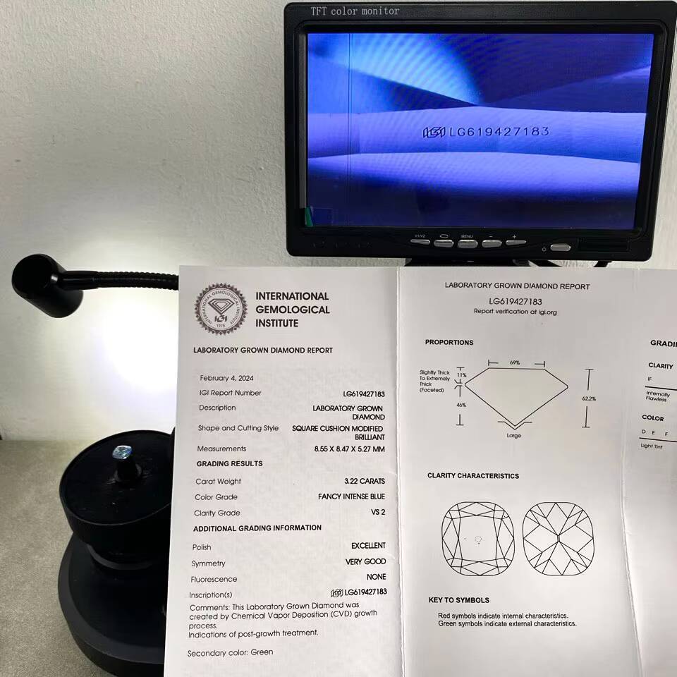 Twinkle Jewelry VS2 322 Carat Bule Colors Diamond Charms Cushion Cut Square Shape Industrial Diamond Price Lab Grown Diamond