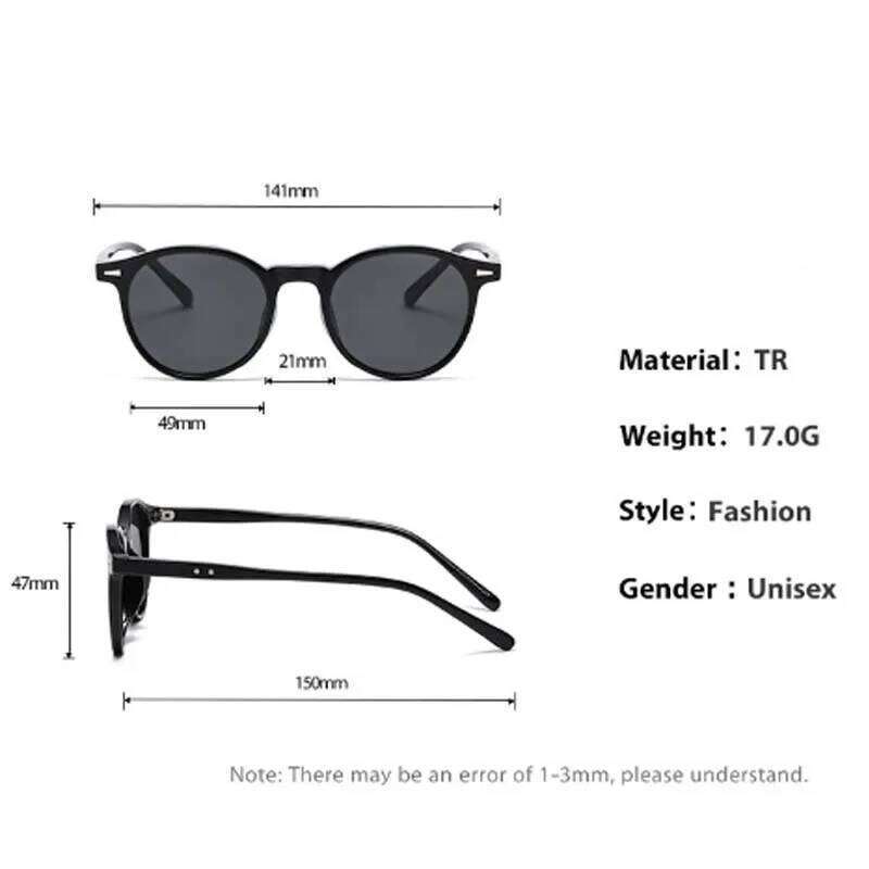 New Round Frame Men's and Women's Fashionable UV Resistant Sunglasses Outdoor Polarized Driving Glasses UV400 Y260207