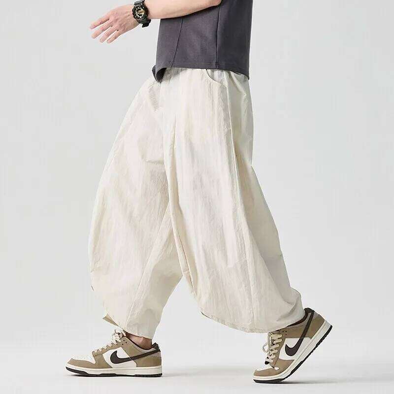 2026 Summer Wide Leg sales Casual Japanese Styles Samurai Costume Harun Pants Men Lantern Trousers Sweatpants