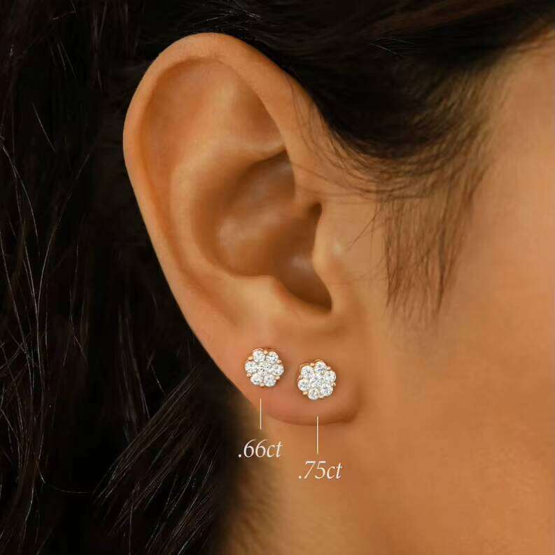Hip Hop Jewelry Iced Out Moissanite Flowers Fashion Sterling Silver 925 Stud Earrings Women Luxury