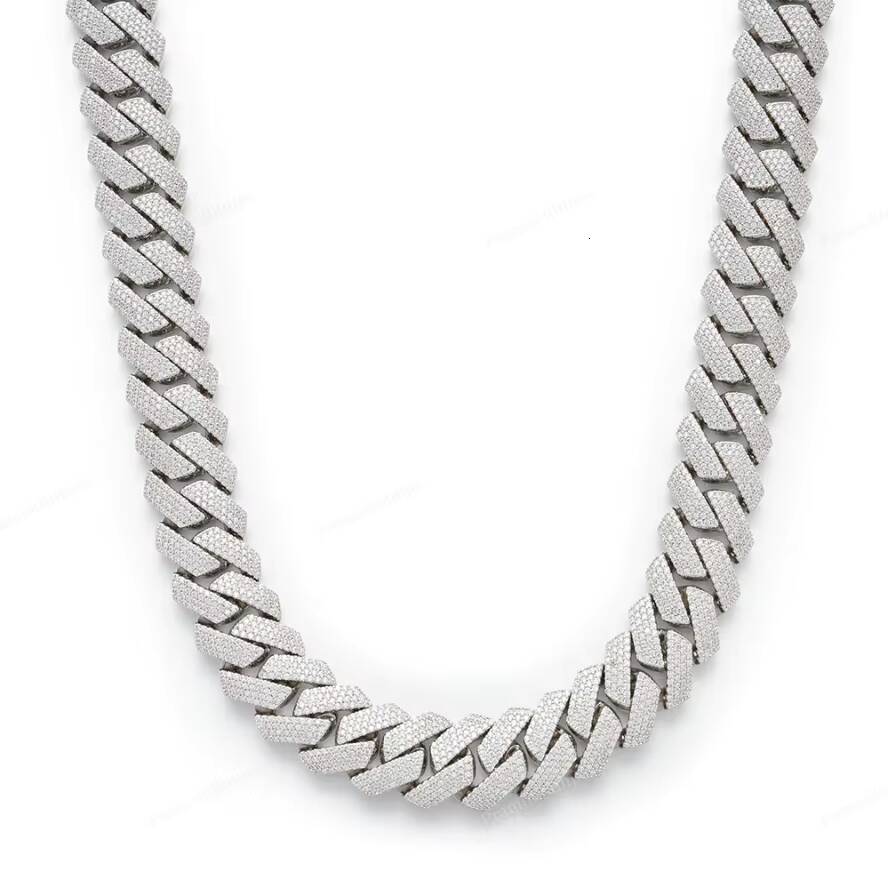 Elegant Iced Out 16 MM Cuban Link Chain 925 Sterling Silver Extended Clasp Hip Hop Thick Miami Luxury Statement Hip Hop Jewelry