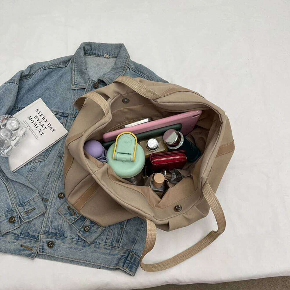 Women Work Tote Handbag Large Capacity Canvas Shopping Handheld Contrast Color Simple Shoulder Daily Bag for Female C260207