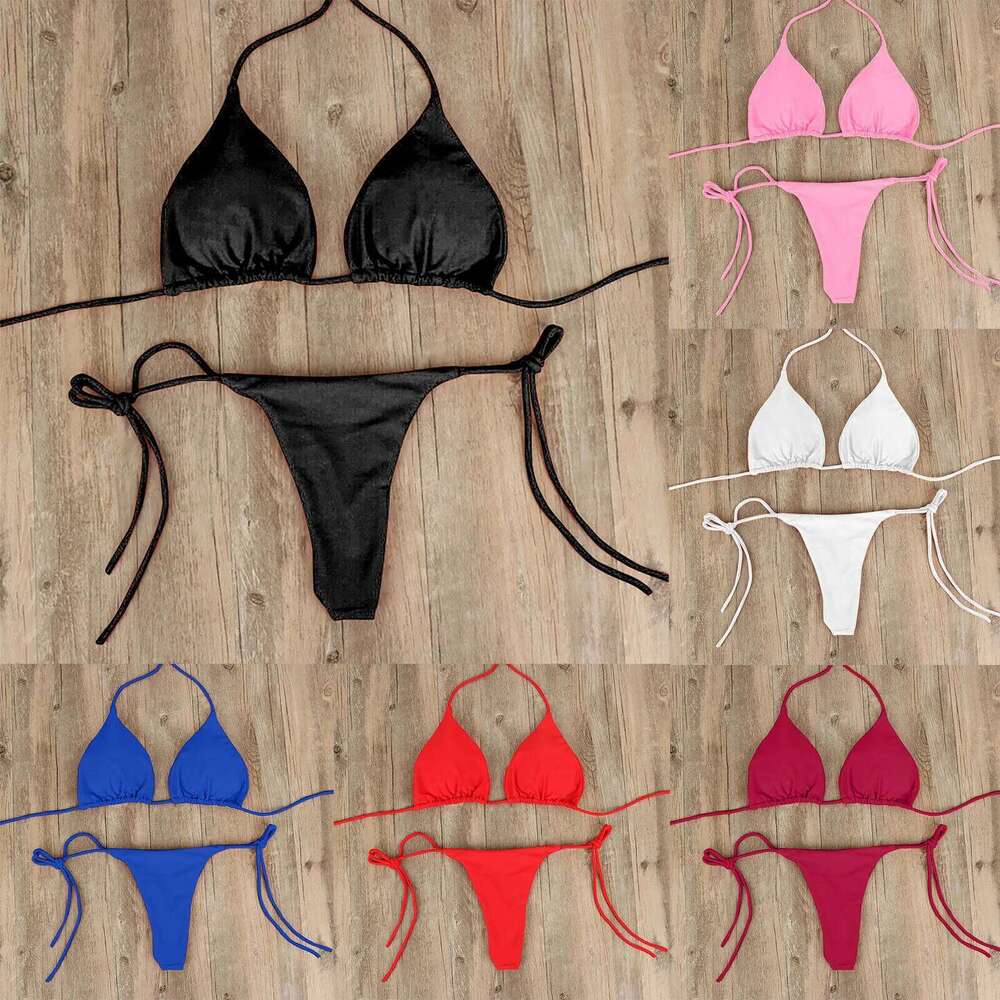Summer Swimsuit Women Bikini Set Push-up Padded Bra Thong Two Pieces Swimwear Beachwear Bathing Suit Female Sexy Swimsuits C260207