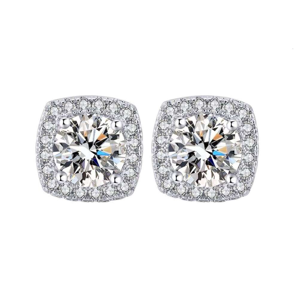 D Color Vvs1 Clarity Moissanite Stud Earrings For Women 1-2 Carat