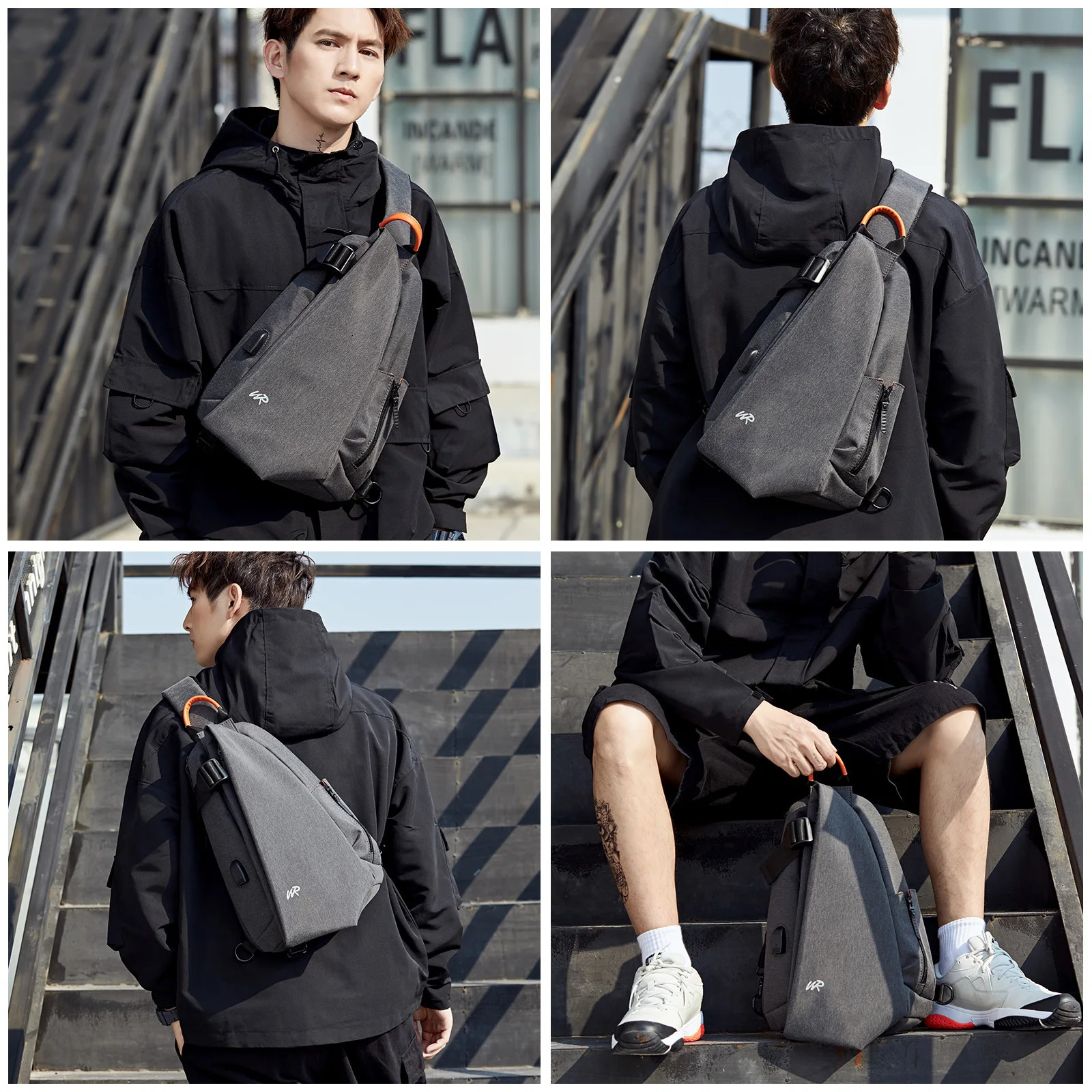 Anti-Theft Crossbody Sling Bag for Men WomenSmall Backpack One Shoulder Bag Chest Bag Sling Backpack for Hiking Biking Travel 260130