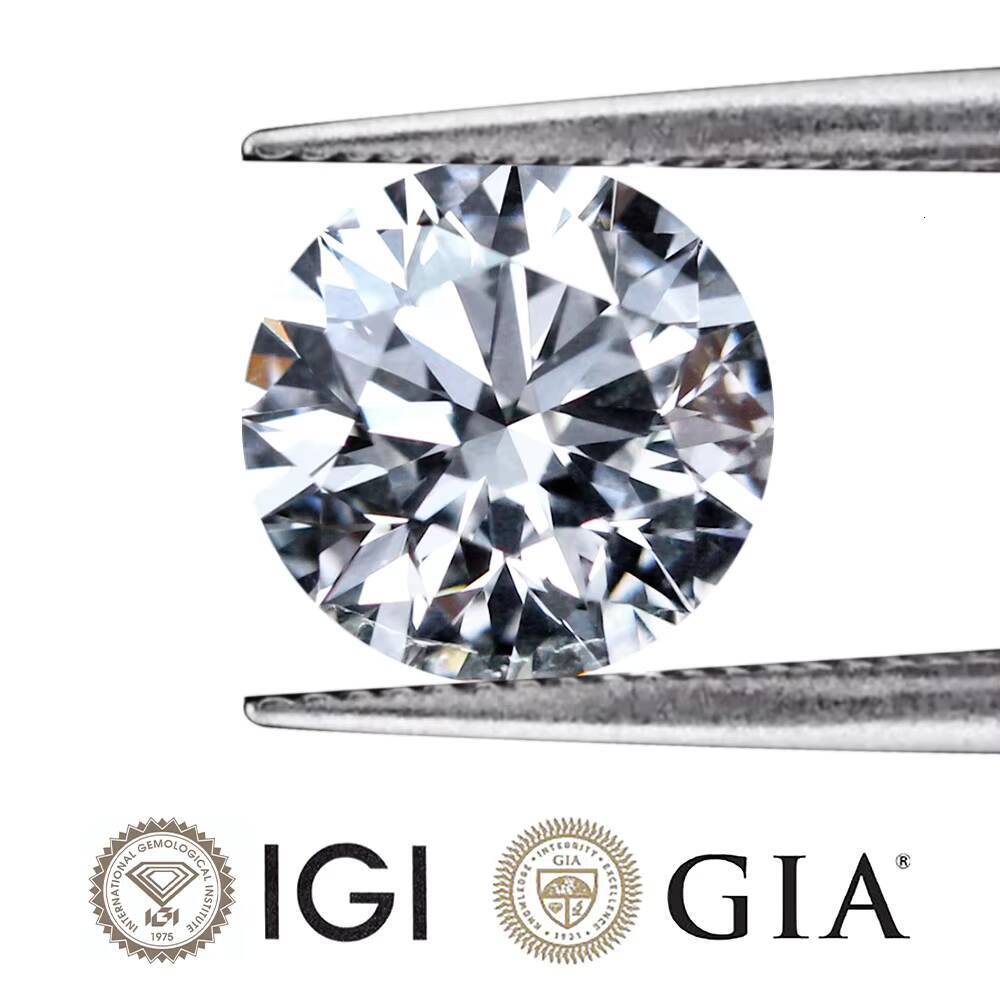 Luster Wholesale CVD HPHT Lab-Grown Diamond 07-42-65-8-9mm Brilliant Round Cut DEF VVS VS IGI Certificate Loose Gemstones