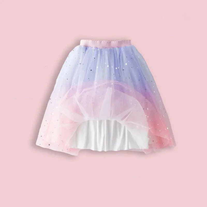 Girls Tutu Skirts Stars Print Princess Petty Dancing Party Skirt Children Gradient Costume Clothes 260207
