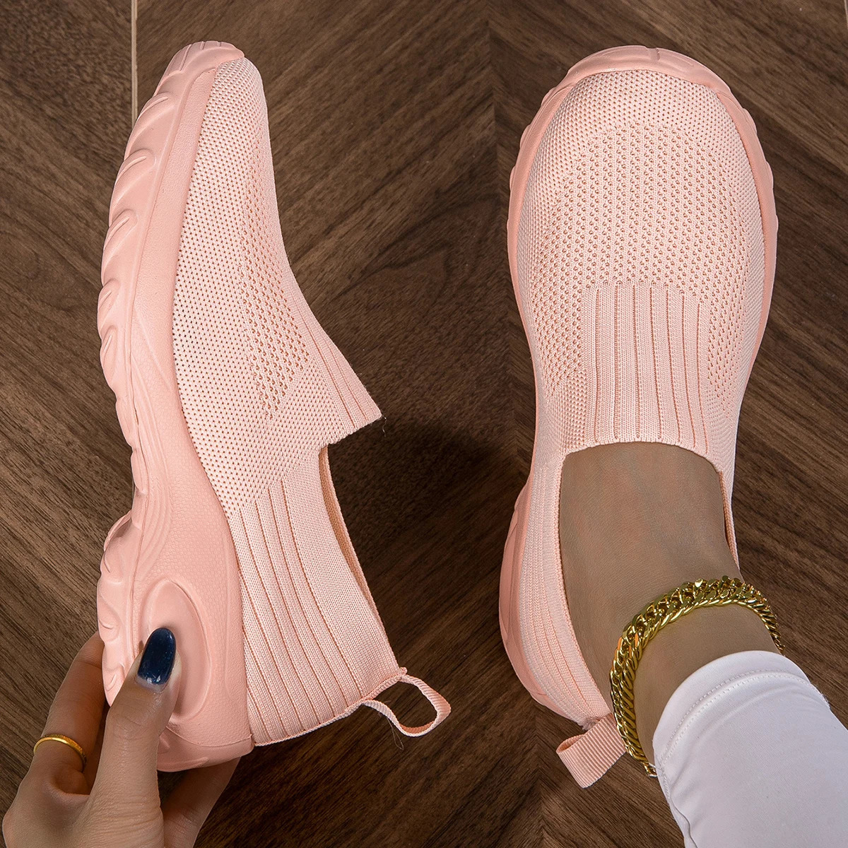 Spring Style Breathable Mesh Upper Comfortable EVA Insole Versatile Autumn Womens SlipOn Flat Casual Sports Shoes 260208