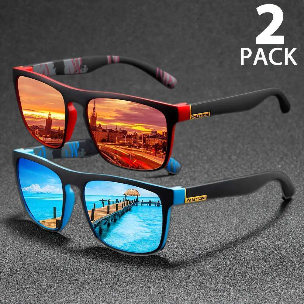 2pcs/set Popular Square Polarized Sunglasses UV Protection Sports Glasses Men Women UV400 Eyewear Gifting for Family Friend Y260207