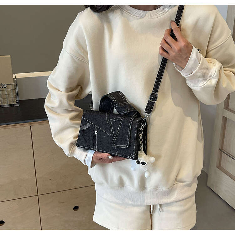 Hot Selling Women's Tote Korean Simple Denim Splice Versatile Fashionable New Handbag Luxury Brand High-Quality Crossbody Bag DIDENGLAOREN