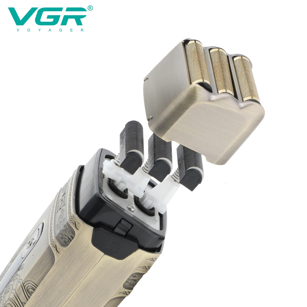 VGR Electric Shaver Professional Shaver Metal Beard Trimmer Blade Triple Foil Shaver for Bald Head LED Display V-335 260126