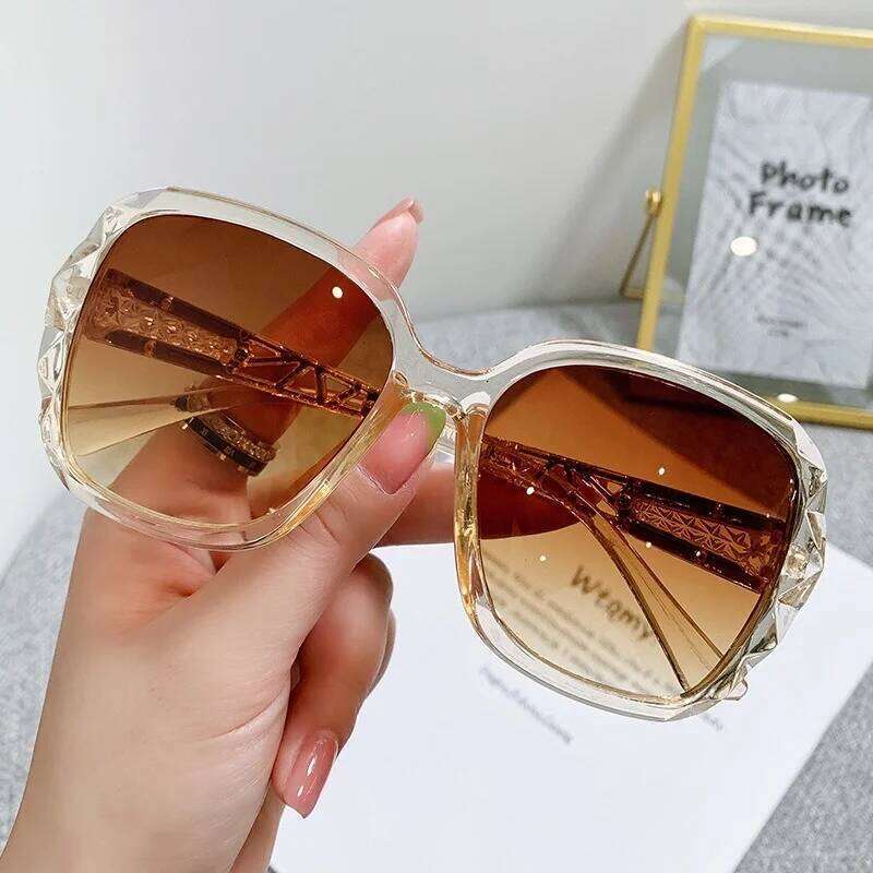New Fashion Oversized Sunglasses Women Big Frame Vintage Square Glasses UV400 Eyewear Classic Goggles Oculos De Sol Y260207