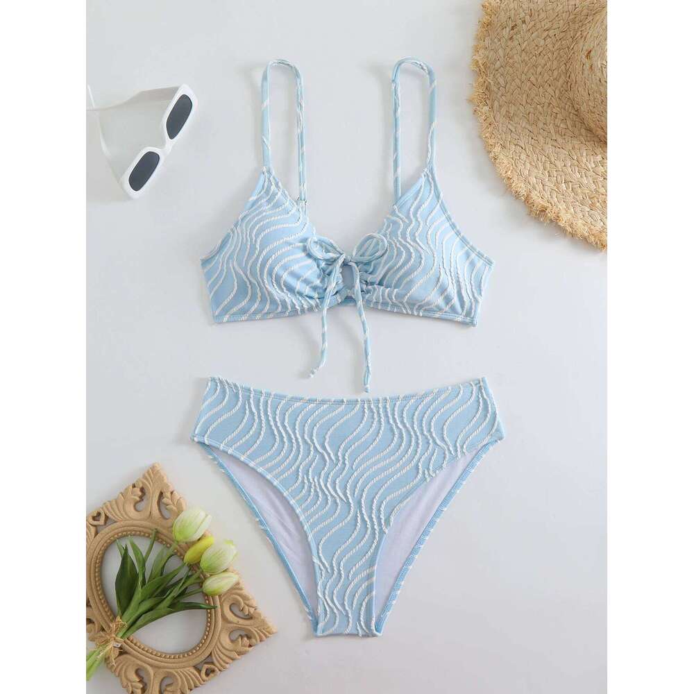 High Waist Bikini 2025 Women Strappy Swimsuit Sexy Striped Swimwear Female Bathers Bathing Swimming Swim Suit Beachwear C260207