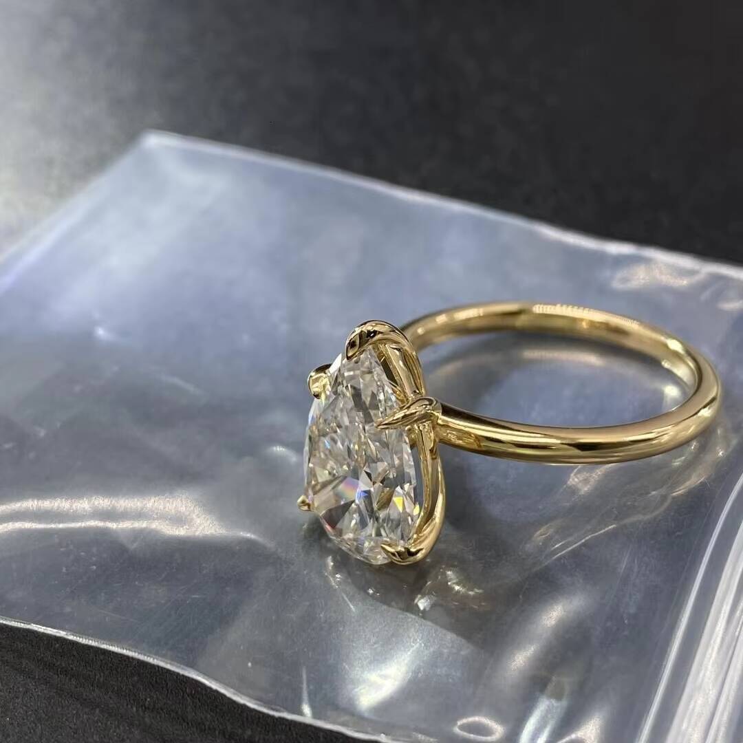 3CT IGI Certificated 10K 14K 18K Yellow Gold CVD Lab Grown Diamond Engagement Ring