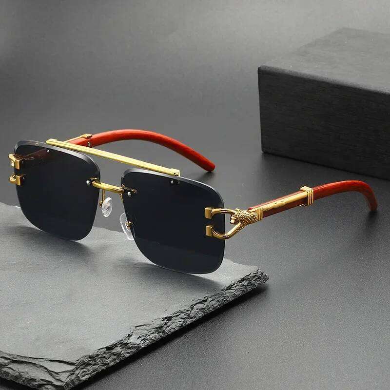 Fashion Rimless Luxury Brand Pilot Men Square Eyewear Women Outdoor Driving Eyeglasses Sun Sunglasses Y260207