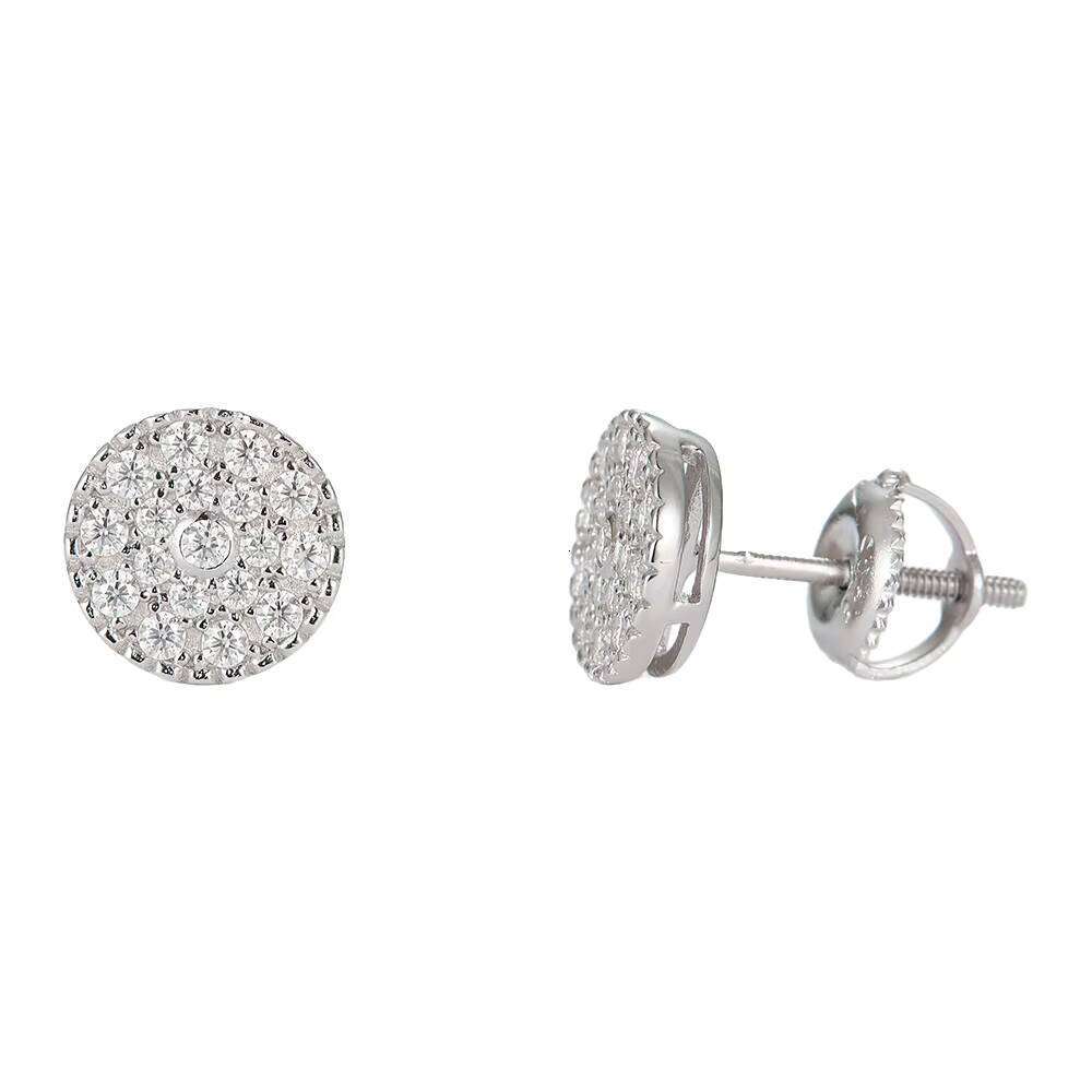 Round Cut GRA Certified 925 Silver VVS Lab Grown Diamond Moissanite White Gold Hiphop Fine Stud Earrings For Women Men