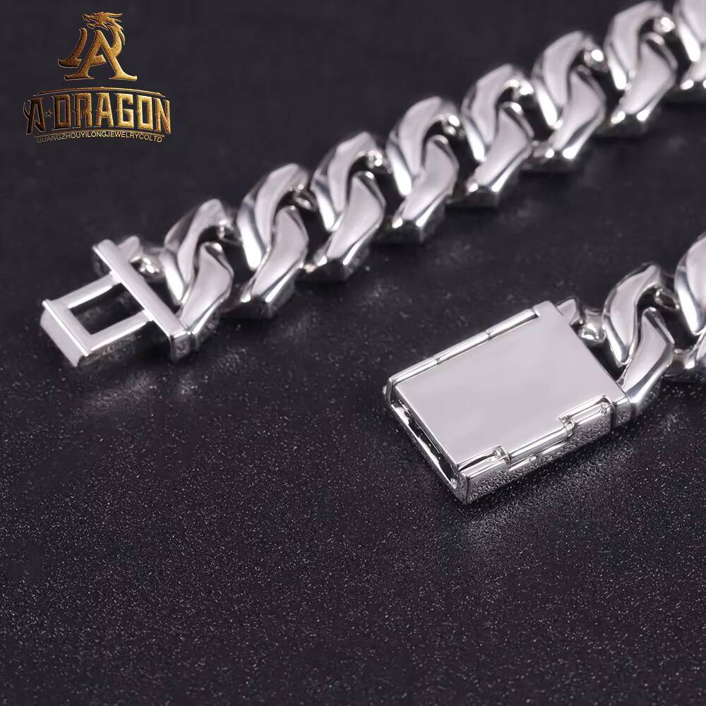 10mm Waterproof Iced Out Prong Set Moissanite Diamond 18 K Gold Plated Cuban Chain Necklace for Boys