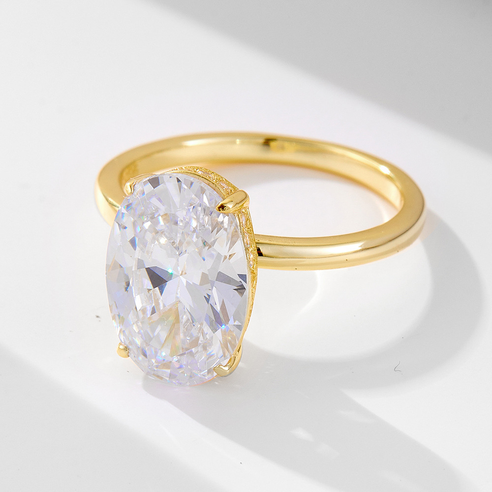 2026 Choucong Ins Top Sell Wedding Rings Classical Jewelry Real 100% 925 Sterling Silver 18K Gold Large Oval Cut White Topaz CZ Diamond Gemstones Part