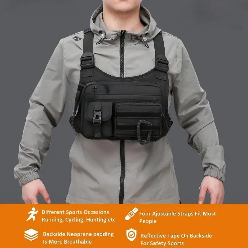Outdoor Chest Bag For Men and Women Tactical Vest Running Cycling EDC Pack Rig Sports Workouts w251218