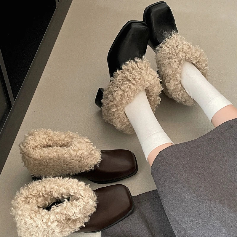 Autumn Winter Vintage Thick Heel Women Mary Jane Shoes Fashion Shallow Slip On Ladies Elegant Dress Warm Leather Pumps 260208
