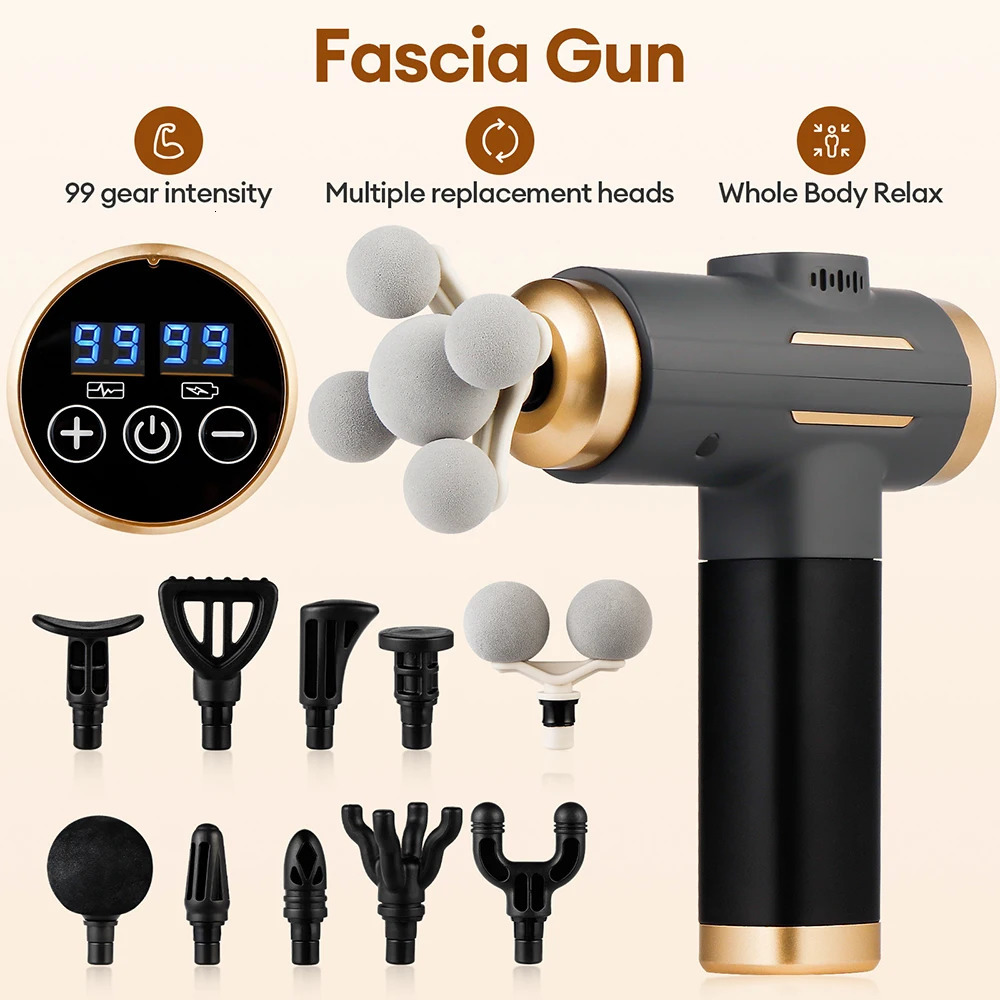11-IN-1 Electric Massage Gun 99 Level Powerful Fascia Gun High-Frequency Vibration Body Massage Gun Arms Leg Muscle masajeador 260129