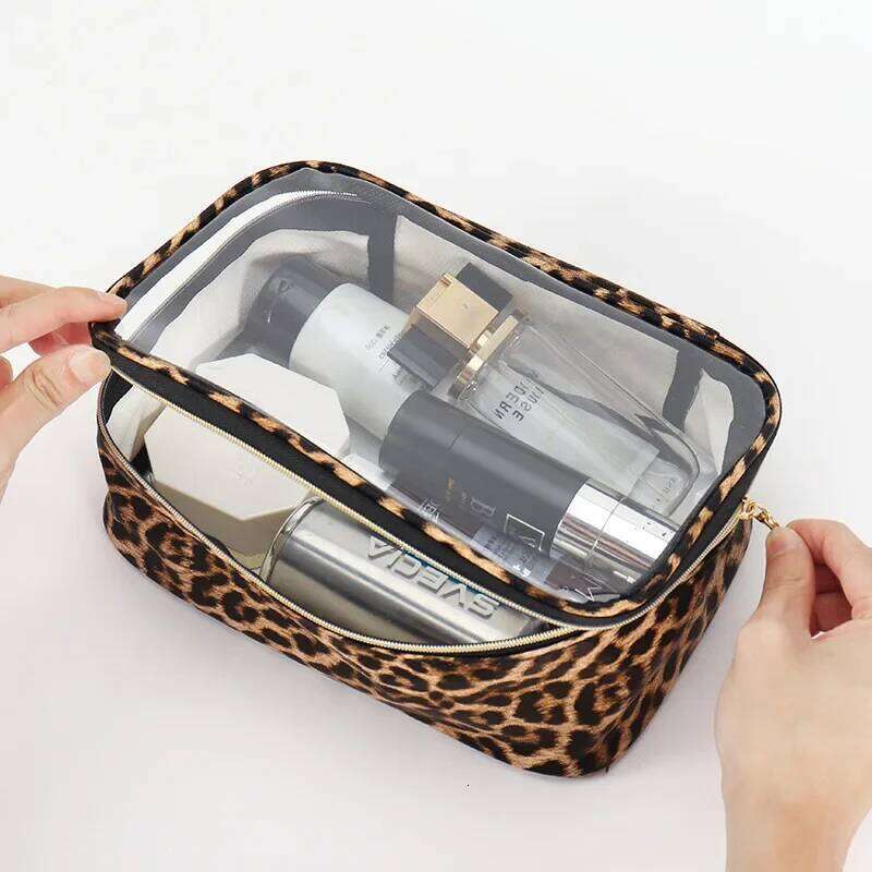 Waterproof Large Capacity Travel Organizer with Zipper Cosmetic Leopard Print Clear Makeup Bag 2025 Y260206