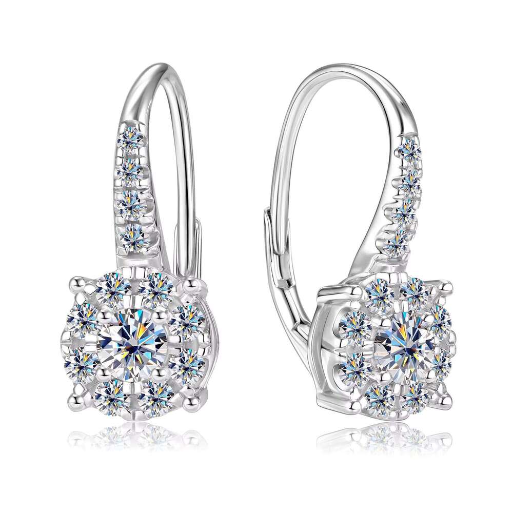 S925 Sterling Silver Classic Beaded Moissanite Earrings For Women Luxury Style Wholesale And Direct Sales