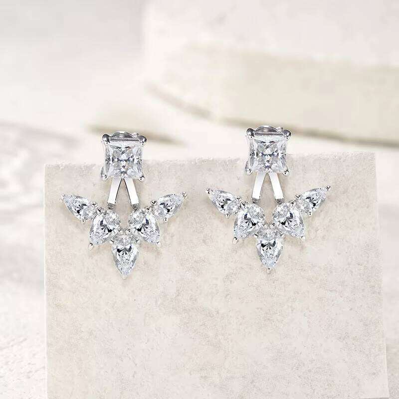 Unique Design Moissanite Simple High-End 925 Sterling Silver Jewelry Women's Exquisite Light Luxury Style Earrings
