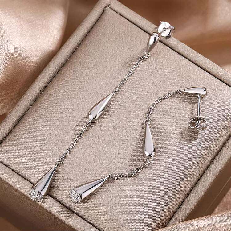 Fine S925 Silver Hypoallergenic Stud Jewelry 18K Gold Plated Teardrop Round Cut 1Mm VVS GRA Moissanite Dangle Earrings 12/15