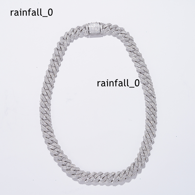 Hip Pop Fashion Moissanite Necklace 925 Sliver--white Gold Cuban Chain