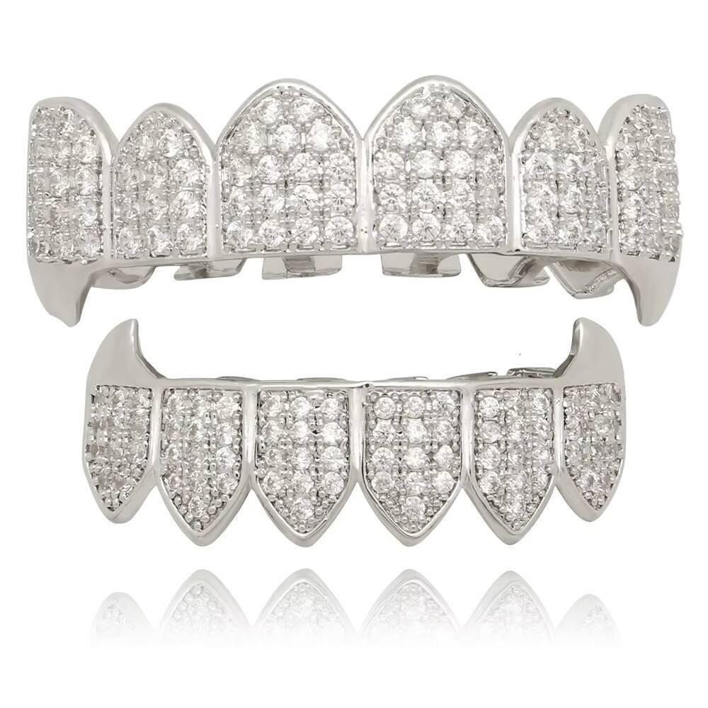 Popular Hip Hop Diamond Grillz Teeth 18k Moissanite Grillz for Men Women Exaggerate Zircon Hip Hop Teeth Grillz