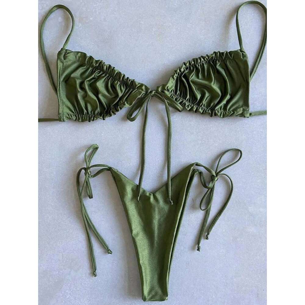 Sexy Swimsuit 2020 Micro Thong Bikini Set Bandage Beachwear Swimming Women Swimwear for Girls Bathing Suits 14 color C260207
