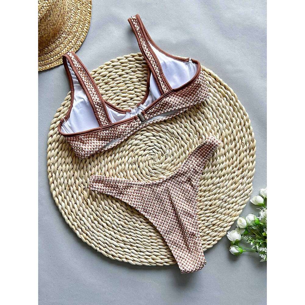 2025 New Sexy Plaid Bikini Set Swimsuit For Women Underwire Push Up Swimwear Female Two Pieces Bathing Beachwear Swim Suit C260207