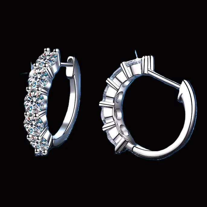 VVS Moissanite Diamond Stud 18K Hip Hop Luxury 925 Silver Hoop Earrings For Women IGI Certified 14K White Gold Earring