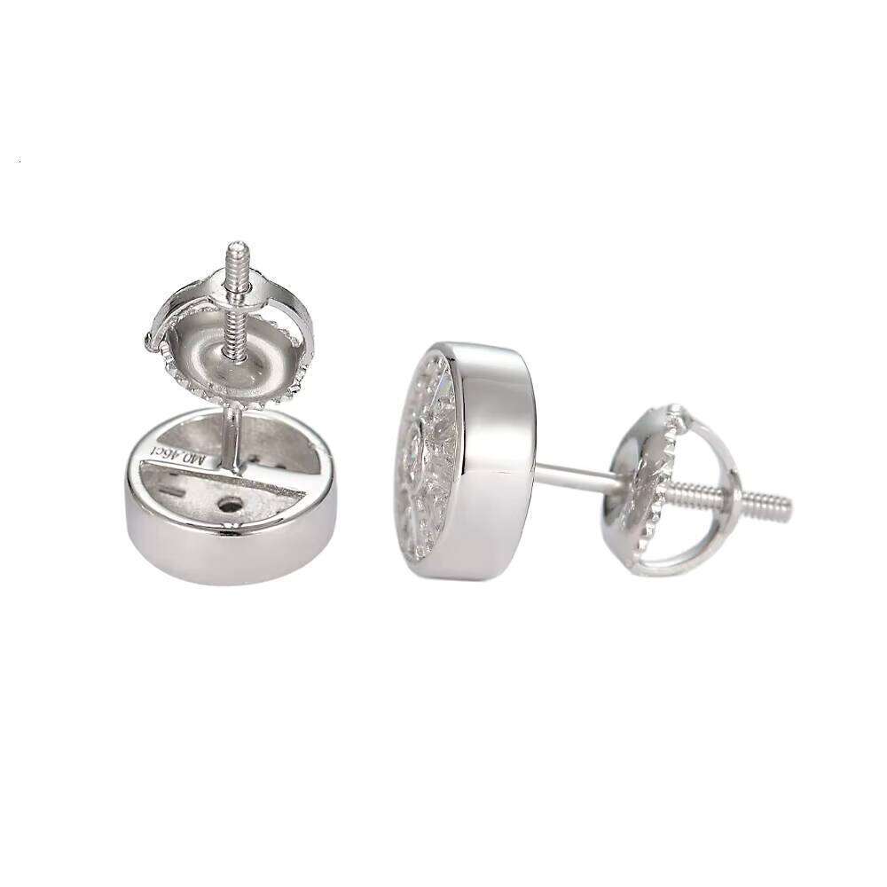 Hip Hop Fashion Luxury 925 Sterling Silver Rhodium Plated VVS Moissanite Diamond Screw Back Stud Earring For Men Women