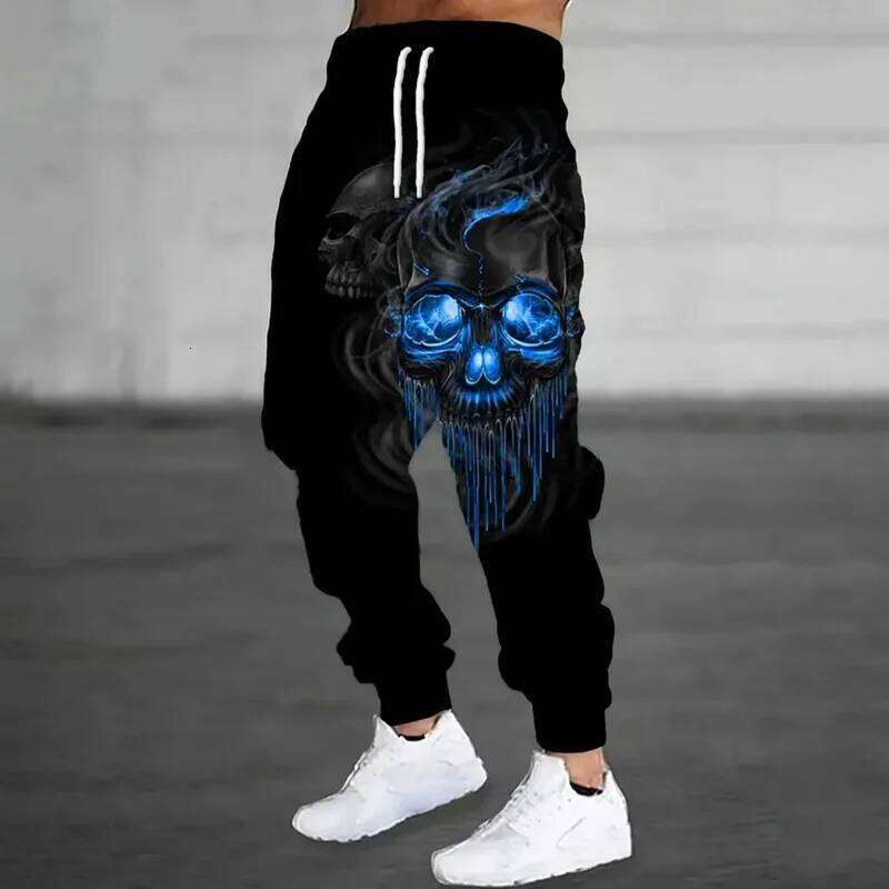Winter Thick Warm Pants 2026 New Fashion 3D Flame Print Men Large Size Loose Casual Pocket Drawstring Sweatpants