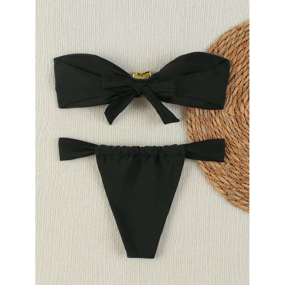Sexy Cut-Out Set - Trendy Beach Goddesses Stunning Strapless Bikini Top Two-Piece Swimwear for Women C260207