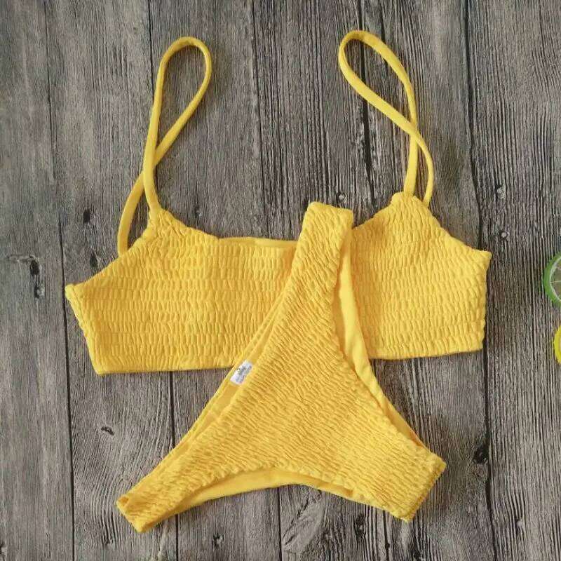 New Hot Sale Sexy Women Push-up Padded Bra Pleated Swimsuit Swimwear Swimming Beach Bathing Costume Bikini Set C260207