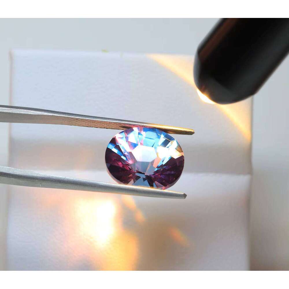 Lab Grown Gemstone Well Polished Oval Shape Alexandrite Faceted Cut Synthetic Color Change Stone Gift For Her