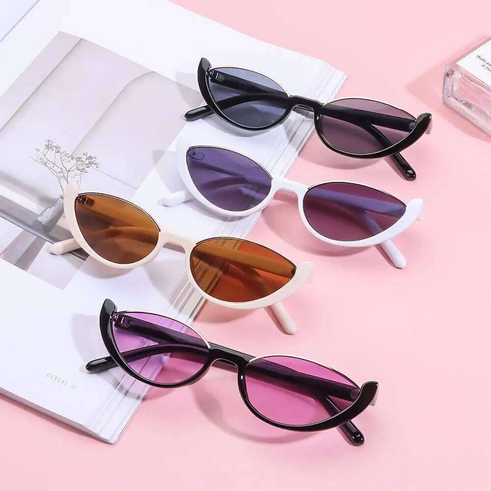 Vintage Small Cat Eye Sunglasses for Women Trendy Half-frame Sun Glasses Fashion Shades Eyewear Y260207