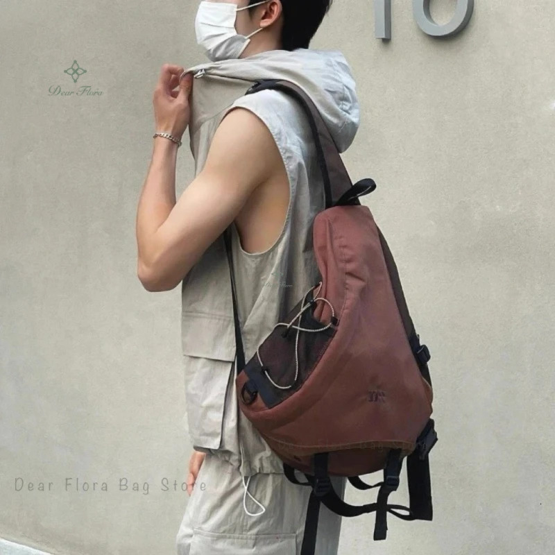 Y2k Portable Light Nylon Crossbody Bag Trendy Rucksack Travel Shoulder Bag Casual knapsack Outdoor Sports Unisex Chest Packs 260130