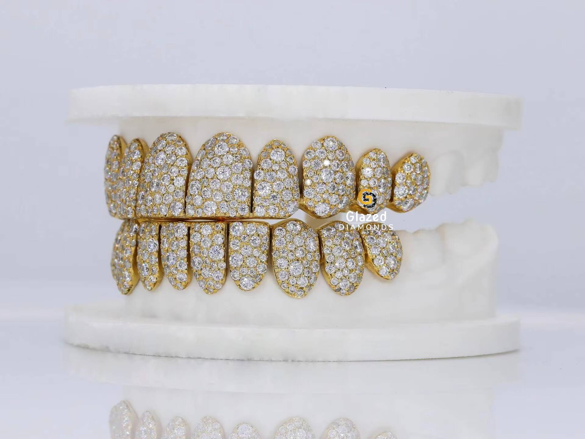 Custom Top Bottom 10 S925 Silver VVS Moissanite Round Brilliant Cut Diamond Grillz Iced Out Grillz for Teeth