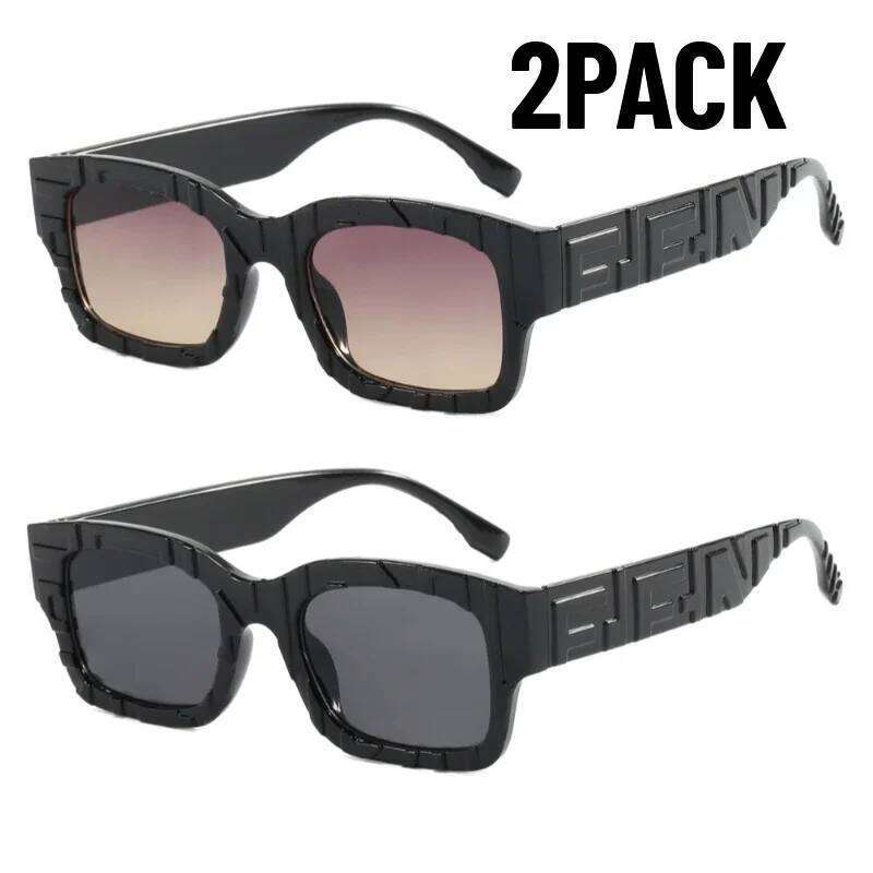 2PACK New Square Sunglasses Vintage Women Fashion Female Sun Men Shades UV400 Luxury Brand Male Fishing Glasses Y260207