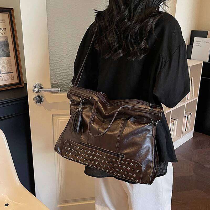 Large Capacity Tote Bags for Women 2026 Spring New American Style Commuter Sholder Fashion PU Lesther Crossbody Bag C260207