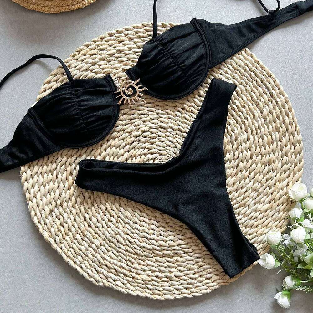 Sexy 2025 Push Up Bikini Set Two Piece Swimwear High Cut Biquini Thong Swimsuit Summer White Brazilian Bathing Suit Beachwear C260207
