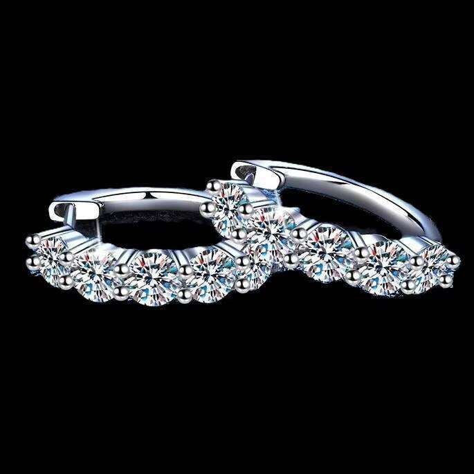 VVS Moissanite Diamond Stud 18K Hip Hop Luxury 925 Silver Hoop Earrings For Women IGI Certified 14K White Gold Earring